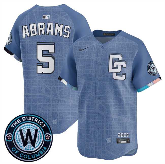 Men%27s Washington Nationals #5 CJ Abrams Blue 2025 City Connect Limited Stitched Jersey Dzhi